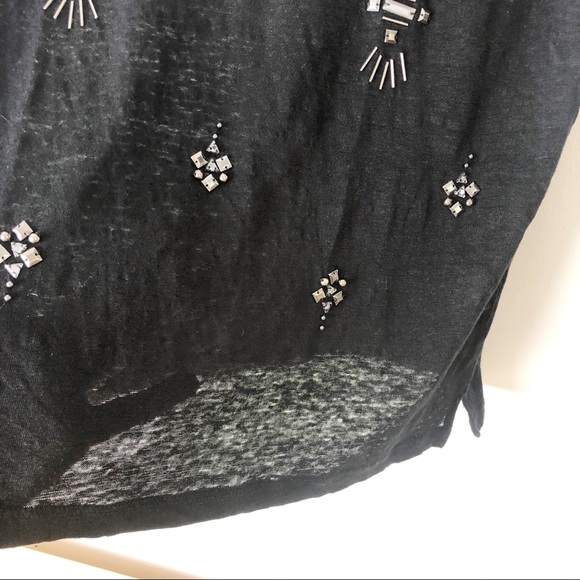 Madewell black linen T-shirt with decoration SZ M - Picture 3 of 7